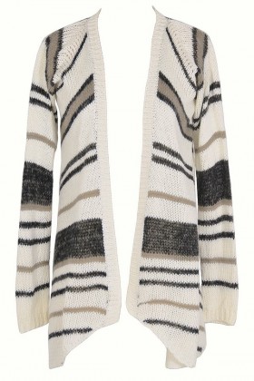 Soft Stripes Cardigan Sweater in Charcoal Stripe